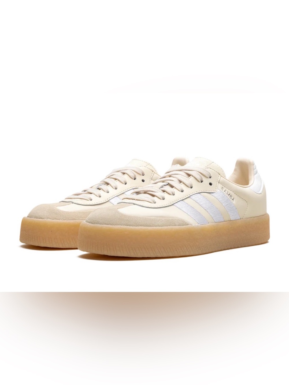 adidas Originals Sambae Sneakers Beige and White Rubber Sole Size 10